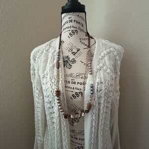 beautiful vintage beaded necklace with paper clip necklace attached